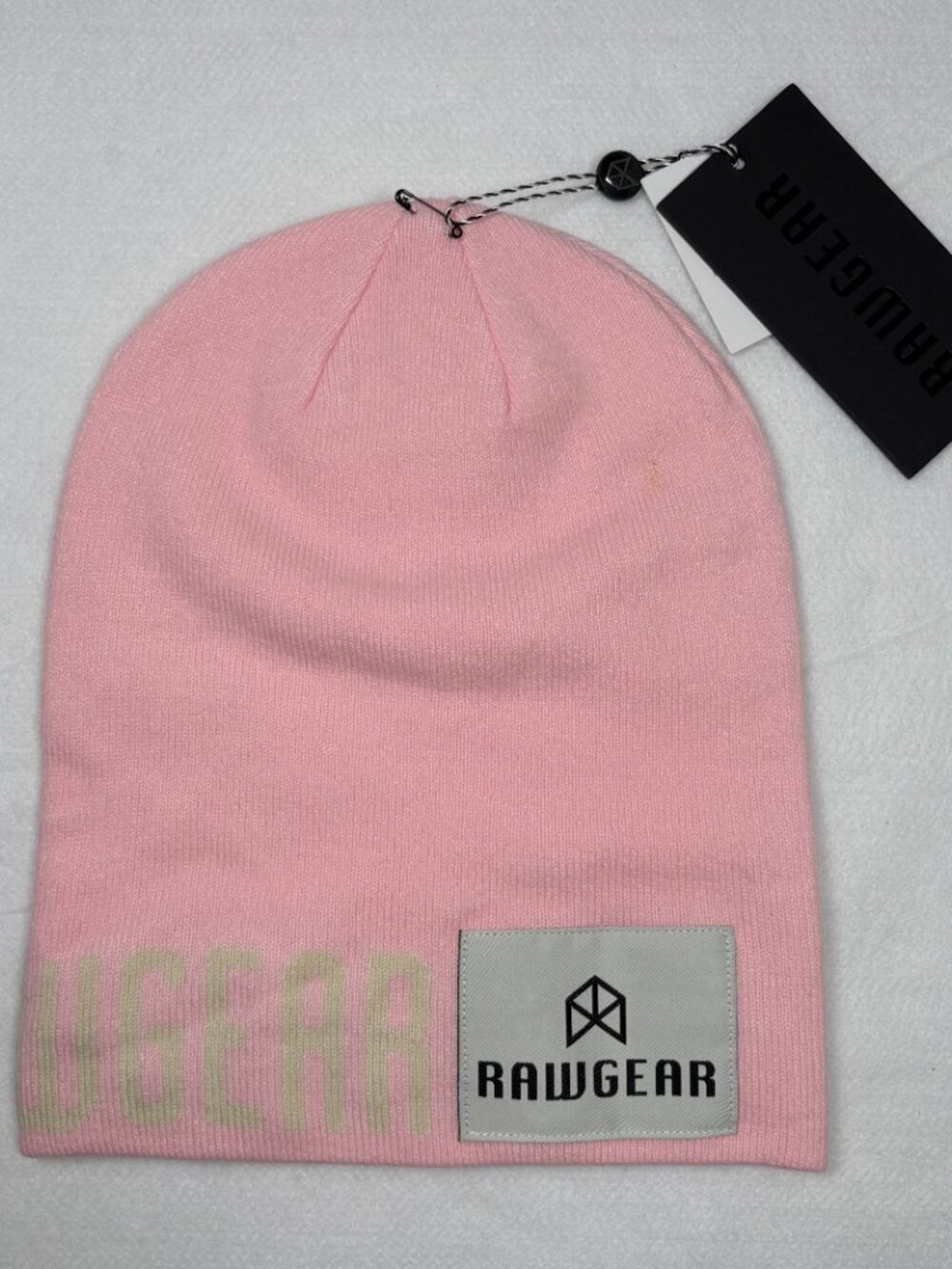 Rawgear Pink Logo Slouch Beanie Hat Streetwear Skater Gorpcore Balletcore Y2k